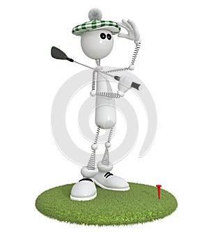 3d little man golfist.