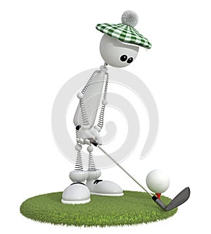 3d little man golfist.