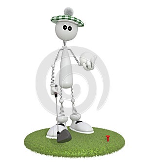 3d little man golfist.