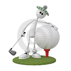 3d little man golfist.
