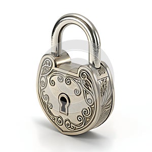 3D lock front isolated on white background
