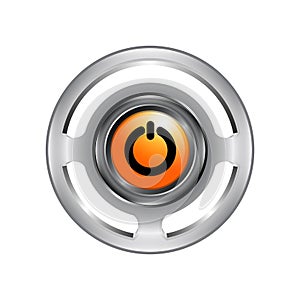 3d logo of chrome power button. Turn off icon vector isolated on