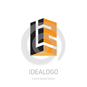 3d logo with letter L and number 2 or monogram logotype. Vector design element or icon