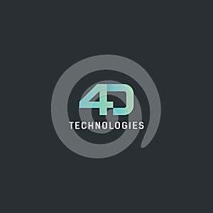 4D Logo Modern Design. 4D Icon vector photo