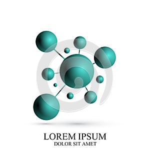 3D Logotype icon dna and molecule. Vector template Logo for medicine, science, technology, chemistry, biotechnology.