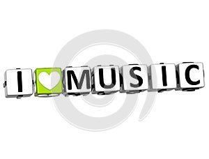 3D Love Music Button cube text