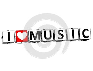 3D Love Music Button cube text