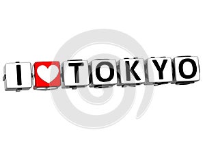 3D Love Tokyo Button cube text