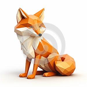 Polygonal Fox: A Stylized 3d Figure On White Background photo
