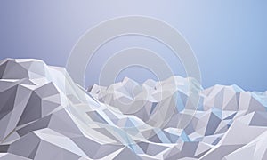 3D low poly ice mountain. Nature view illustration. Cold environment