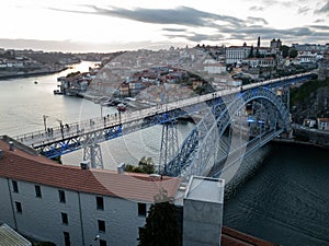 D.Luis bridge seen from the Serra do Pilar mountain to the city of Porto