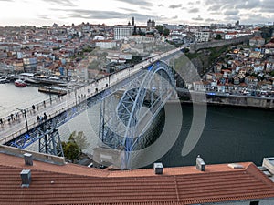 D.Luis bridge seen from the Serra do Pilar mountain to the city of Porto