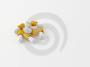 3d maded pills on a white background