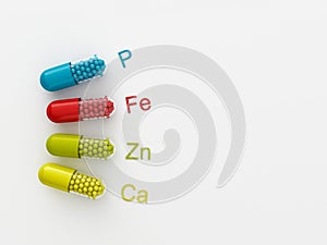 3d maded pills on a white background