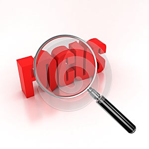 3D magnifying glass over the focus letters - on a white background