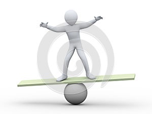 3d man balancing on ball photo