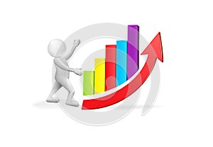 3d man with business graph statistics growth sales icon logo vector