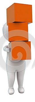 3d man carrying cargos concept