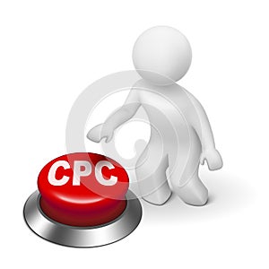 3d man with CPC ( Cost Per Click ) button