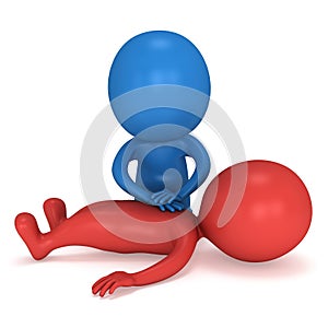 3d Man doing CPR First Aid.