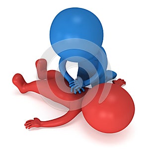 3d Man doing CPR First Aid.