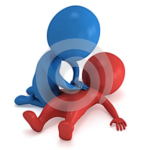 3d Man doing CPR First Aid.