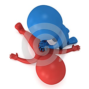 3d Man doing CPR First Aid.