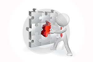 3D man finishing a puzzle logo vector image