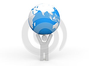 3D man holding earth