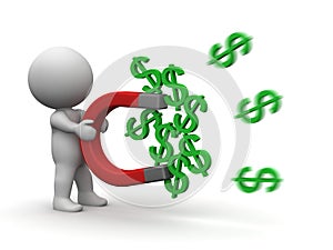 3D Man Money Magnet Concept