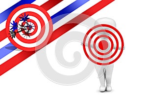 3d man holding target in hands concept