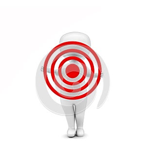 3d man holding target in hands concept