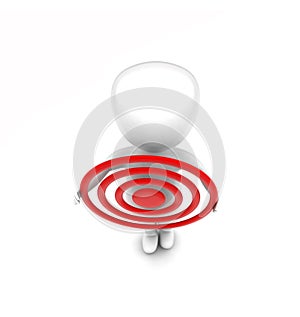 3d man holding target in hands concept