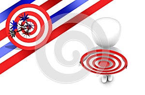 3d man holding target in hands concept
