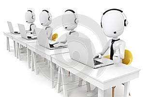 3d man and laptop, call center concept
