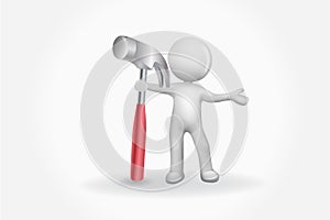3D man people with a hammer vector logo design photo