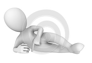 3d man pointing down and lie.