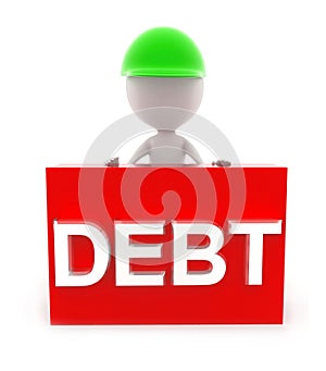 3d man presenting debt concept