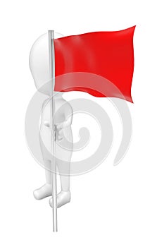 3d man with red color flag