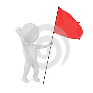 3d man with red flag