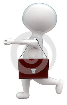 3d man running with bag hanging on shoulder concept