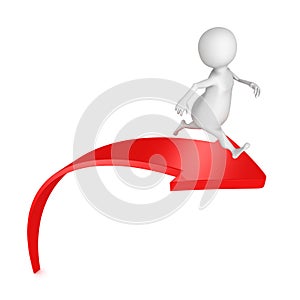 3d man running on red rising up arrow