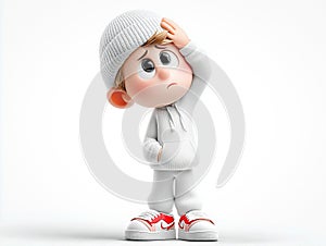 3d man scratching his head