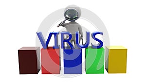 3d man searching virus concept