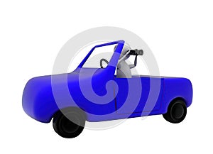 3d man standing inside car and looking through binocular concept