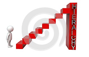 3d man steping into heirarchy steps concept