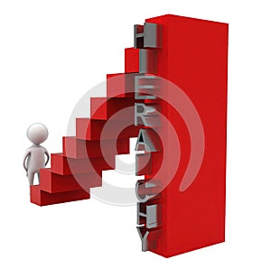 3d man steping into heirarchy steps concept