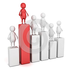 3d man on the top of success bar chart. achievement career concept