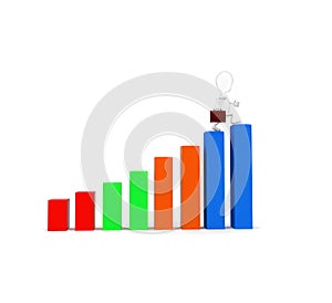 3d man walking through a higher statics level graph concept