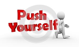 3d man walking push yourself